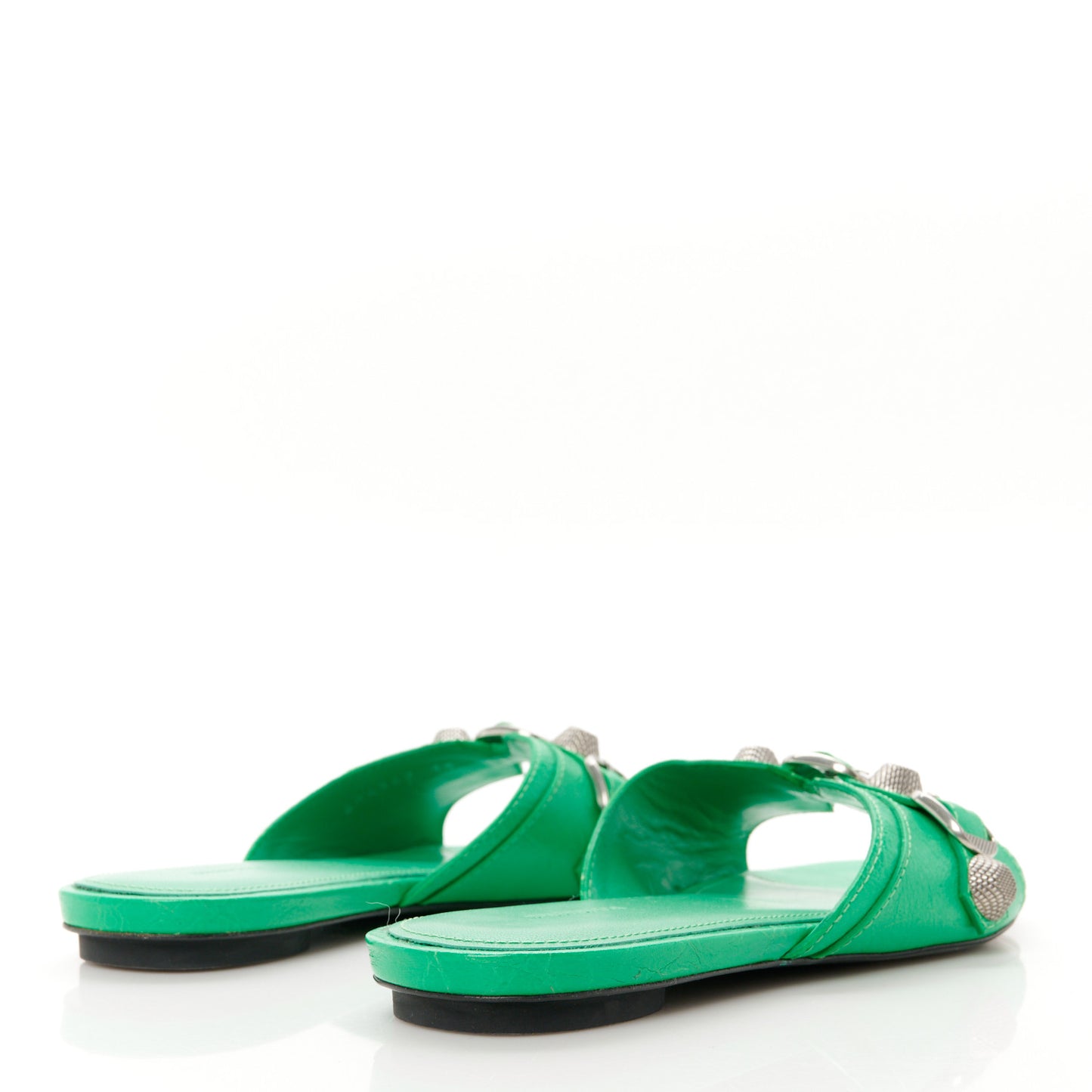 Agneau Arena Cagole Flat Slide Sandals 35 Vivid Green