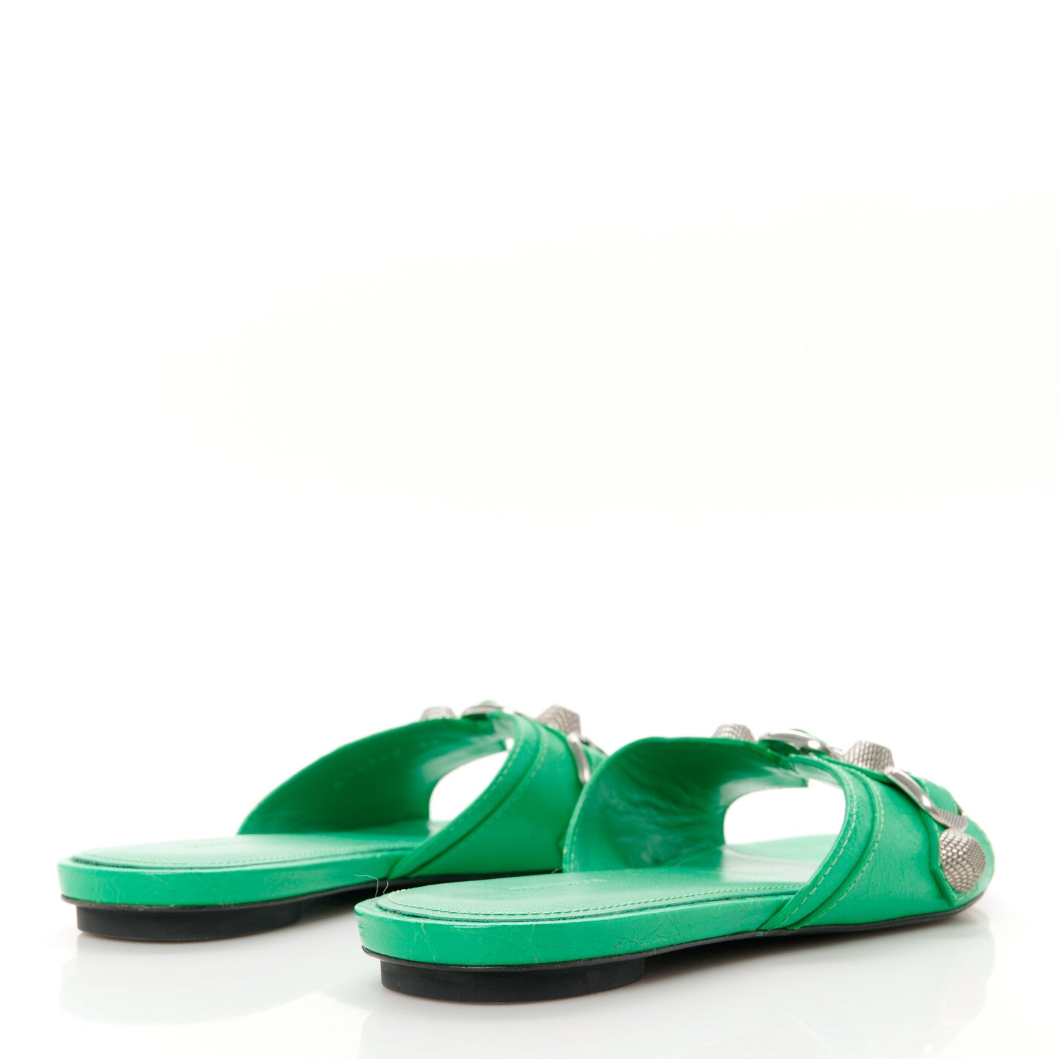 Balenciaga Agneau Arena Cagole Flat Slide Sandals 35 Vivid Green 5 of 11