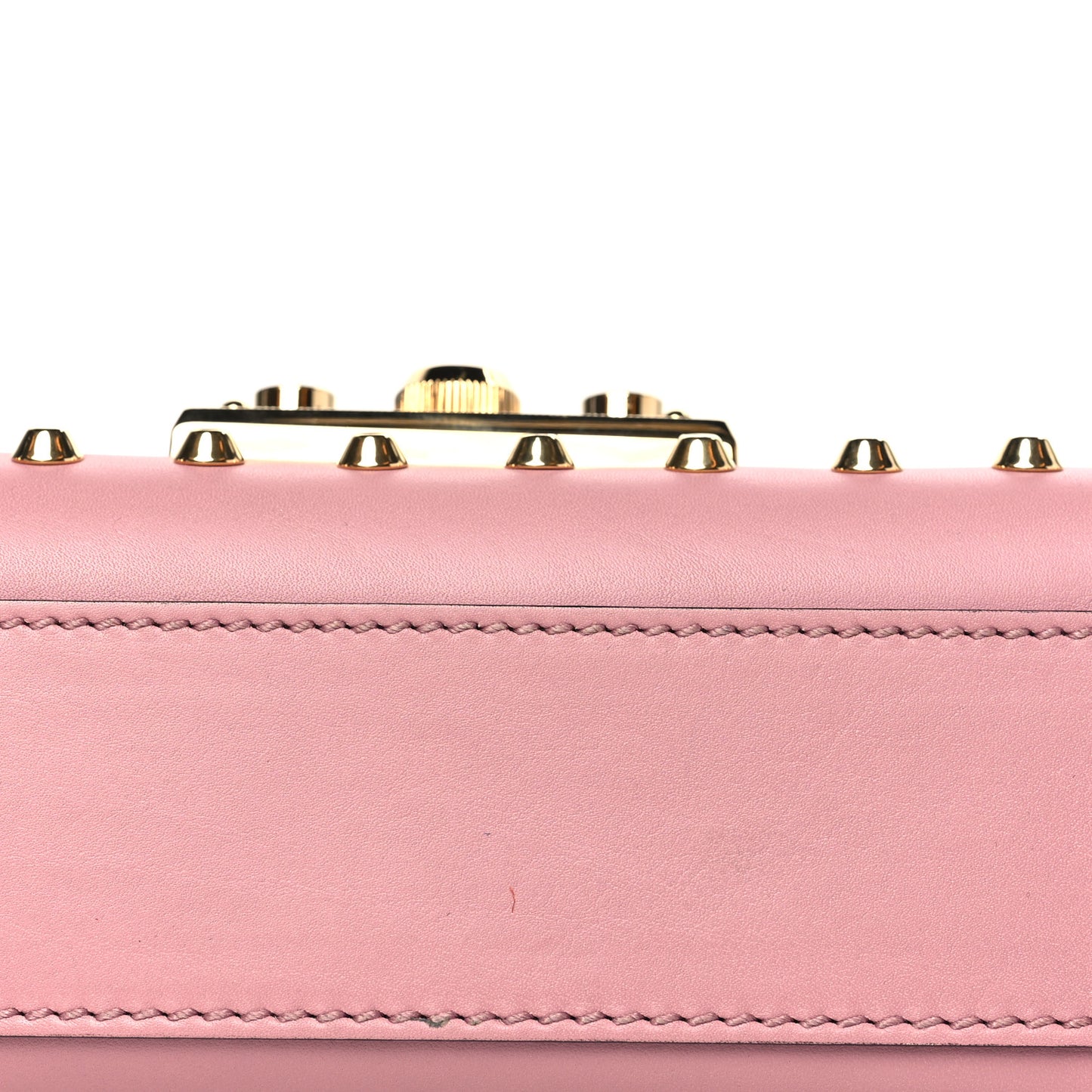 Calfskin Studded Small Padlock Shoulder Bag Carmine Rose