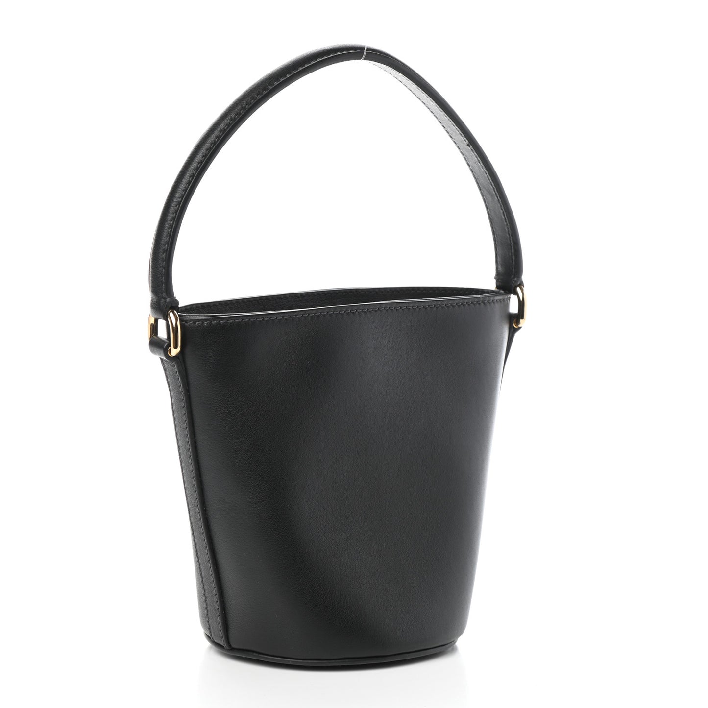 Vitello Top Handle Bucket Bag Black