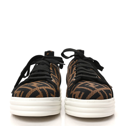 Fendi Fabric FF Micro-Perforated Rise Low Top Sneakers 37.5 Tobacco Black 3 of 7