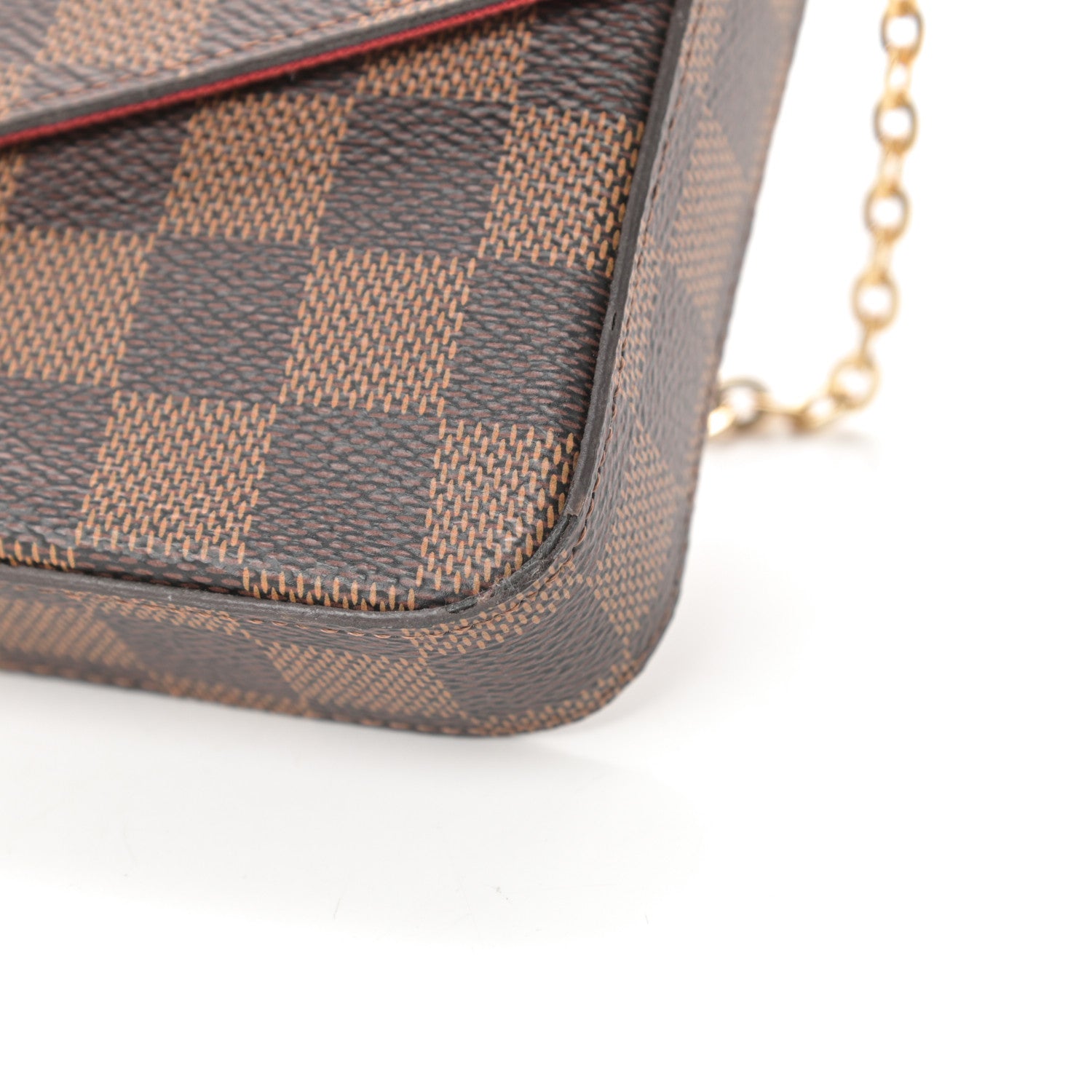 Louis Vuitton Damier Ebene Pochette Felicie Chain Wallet 11 of 12