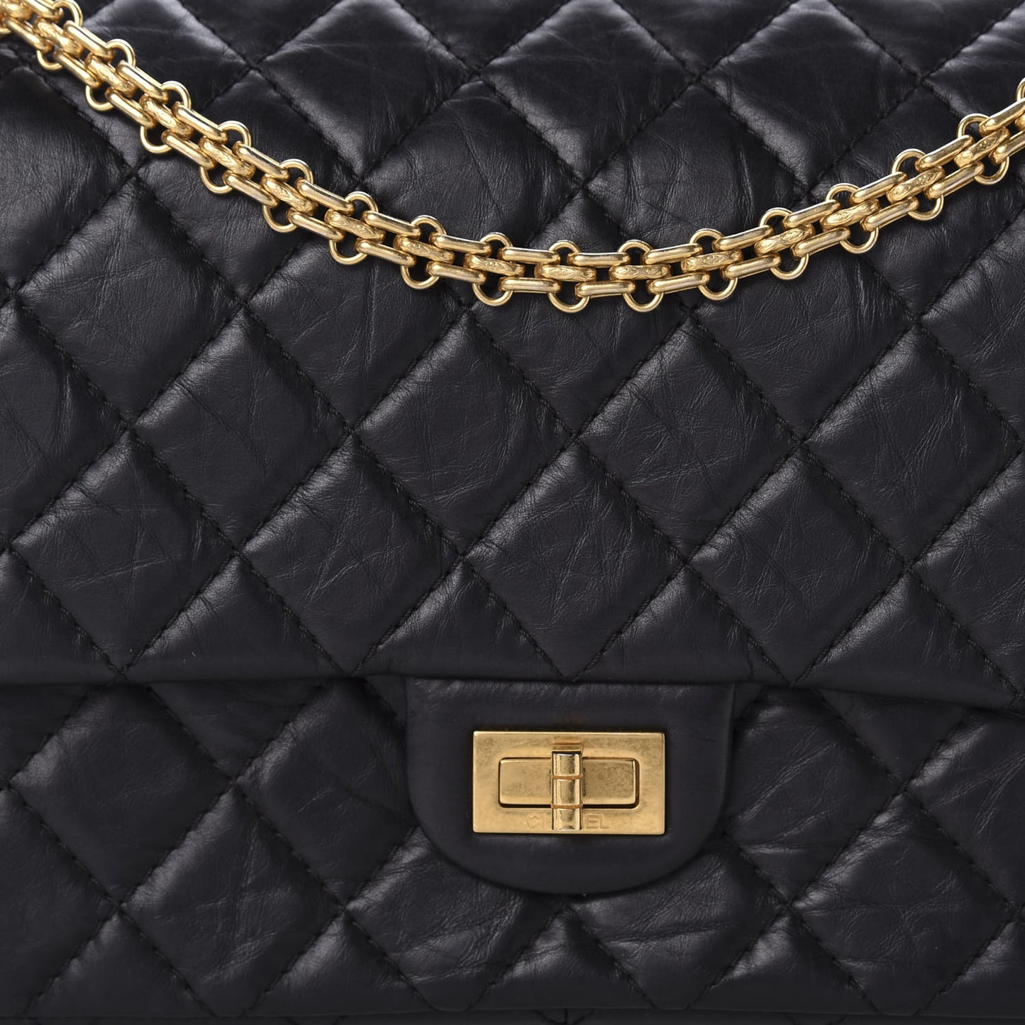 Aged Calfskin Quilted 2.55 Reissue 226 Flap Black