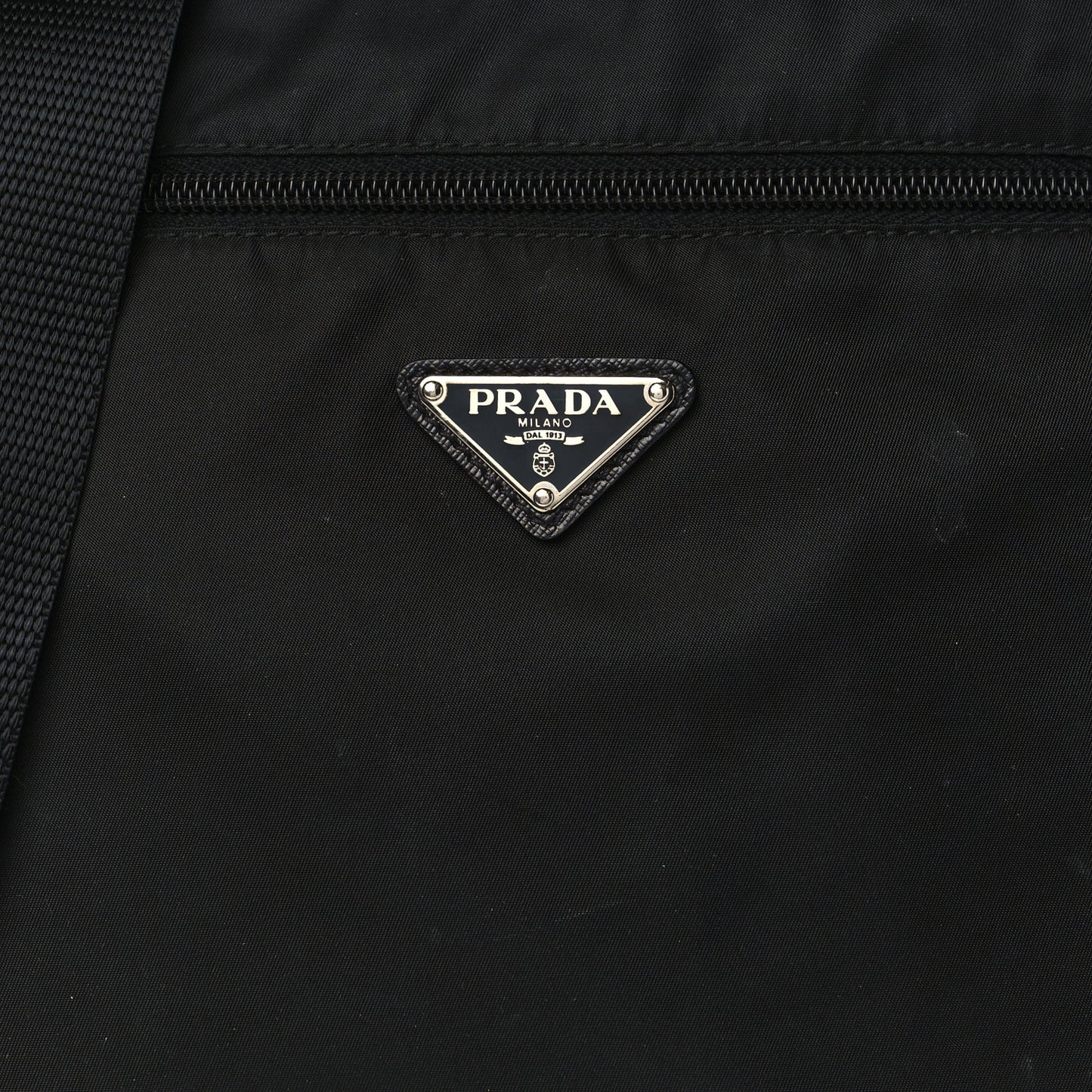 Tessuto Nylon Saffiano Flat Messenger Bag Black