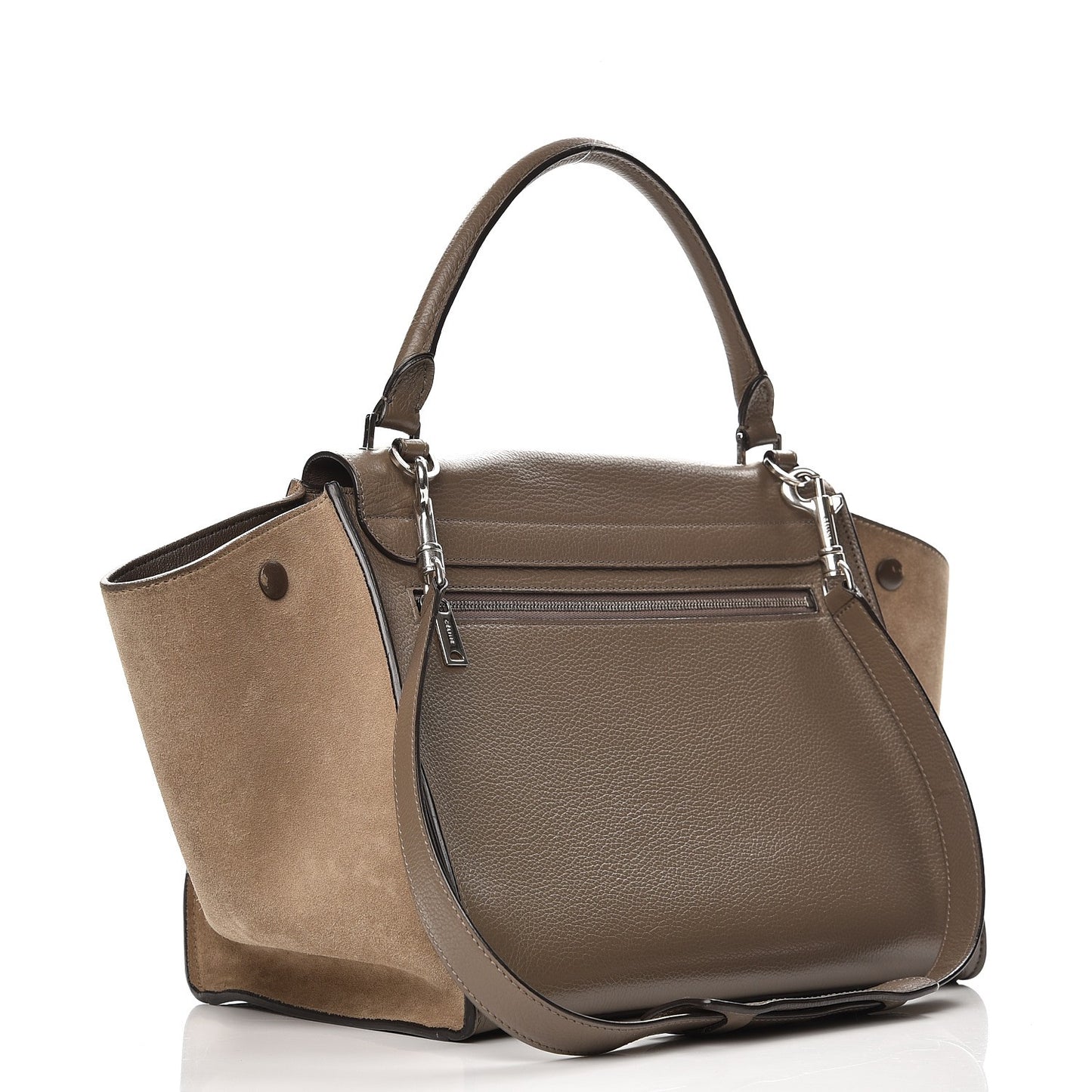 Drummed Calfskin Suede Medium Trapeze Souris