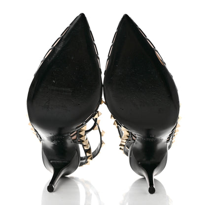 Valentino Garavani Calfskin Nappa Boudoir Rockstud Ankle Strap 100mm Pumps 36 Rose Cannelle Black 5 of 8