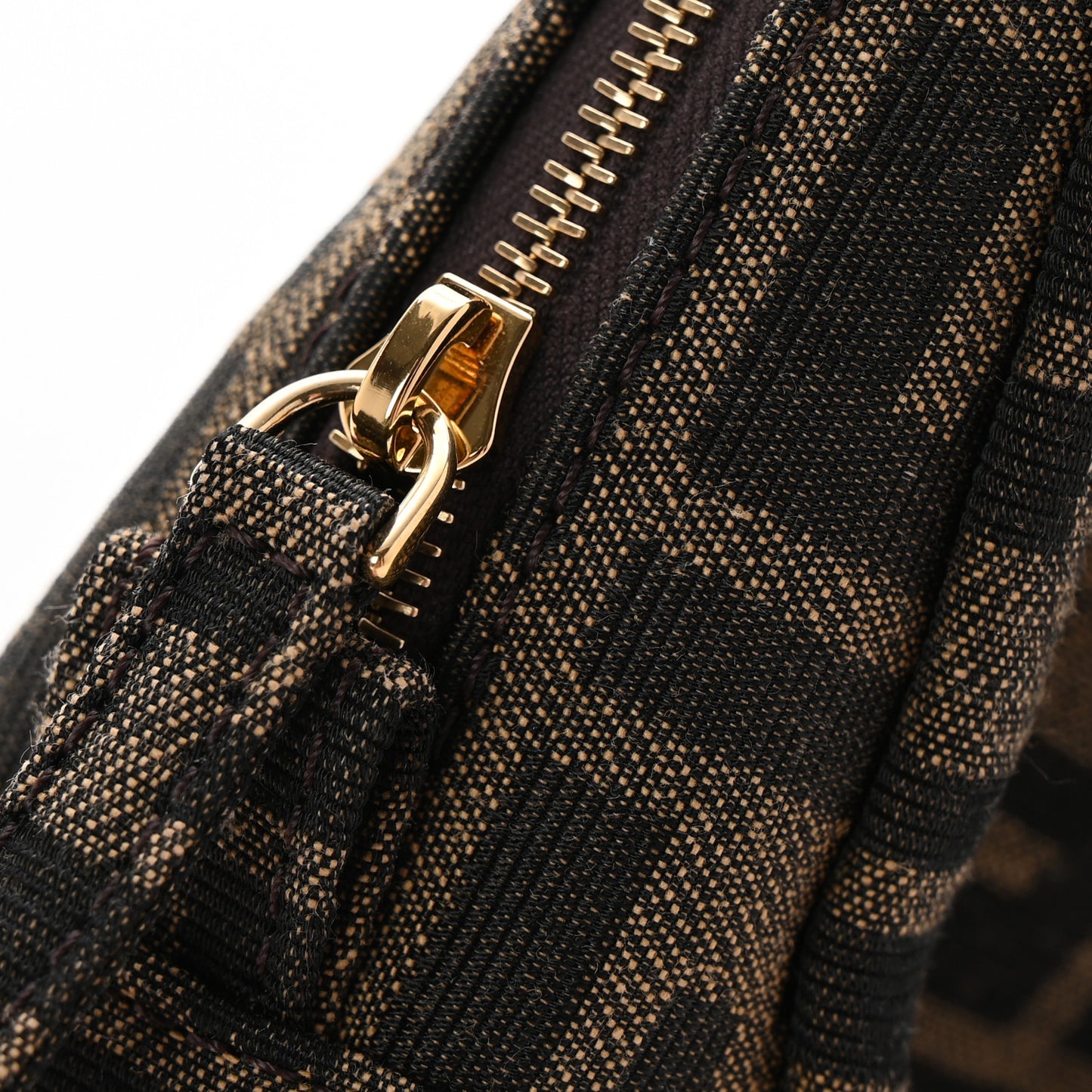 Fabric Jacquard FF 1974 Small Trapezoid Beauty Pouch Tobacco Moro Black