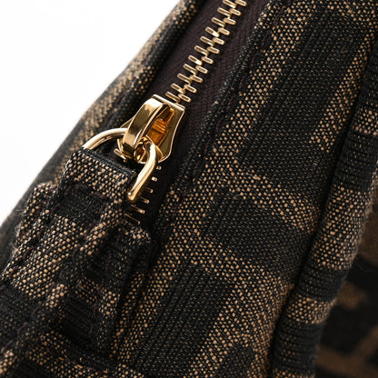 Fendi Fabric Jacquard FF 1974 Small Trapezoid Beauty Pouch Tobacco Moro Black 9 of 9