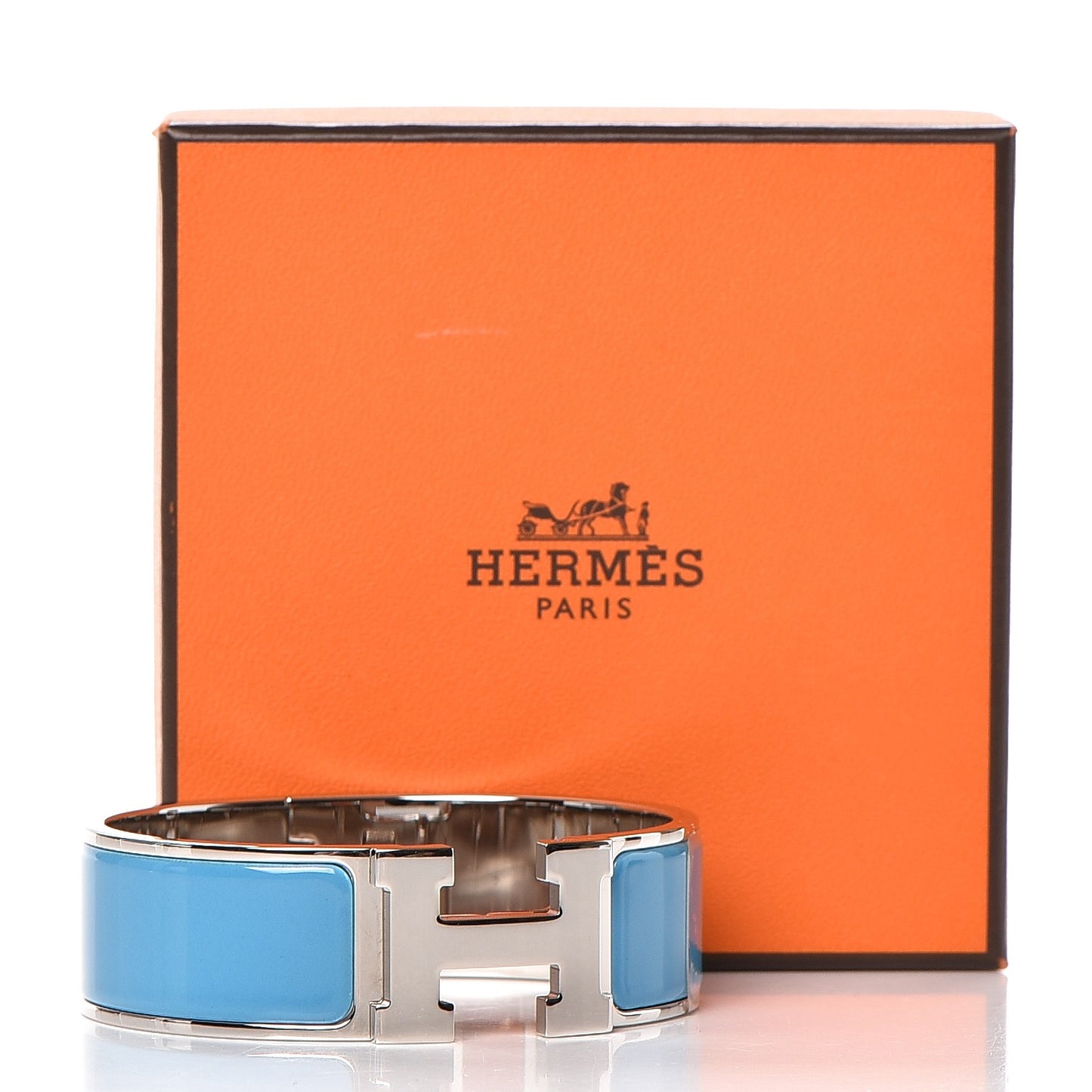 Enamel Wide Clic Clac H Bracelet GM Blue Jean