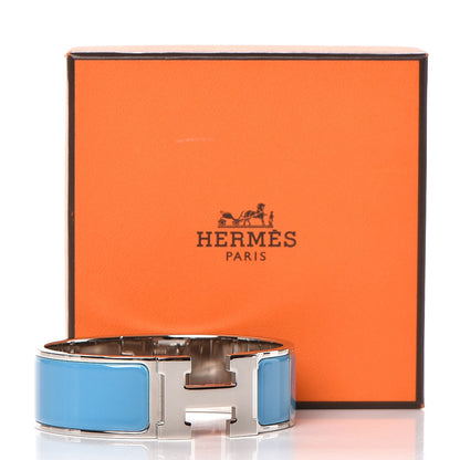 Hermes Enamel Wide Clic Clac H Bracelet GM Blue Jean 5 of 5