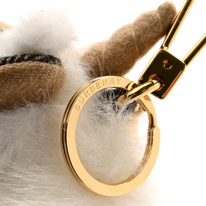 Burberry Cashmere Check Thomas Bear Unicorn Bag Charm White 3 of 4