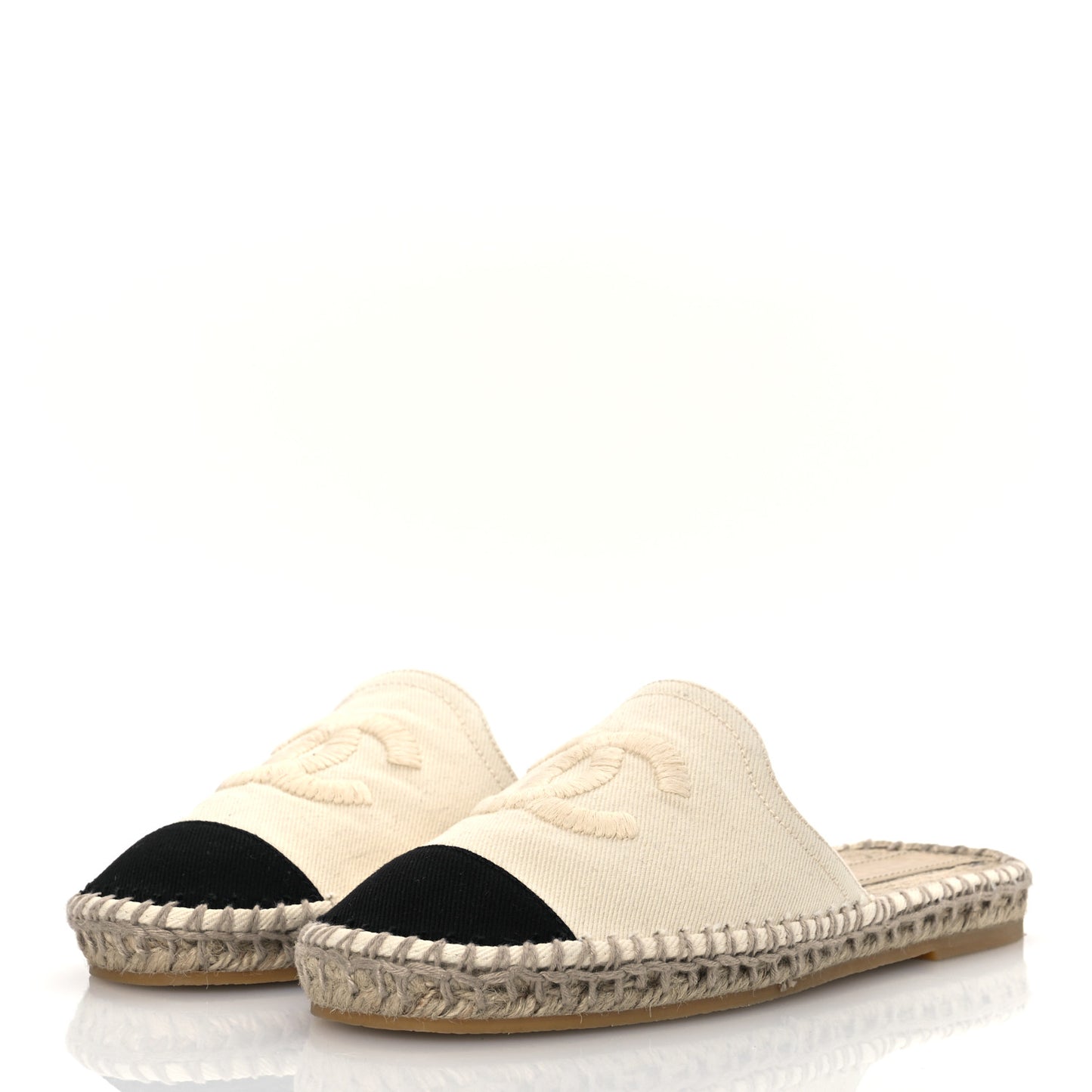 Denim CC Espadrille Mules 37 White Black
