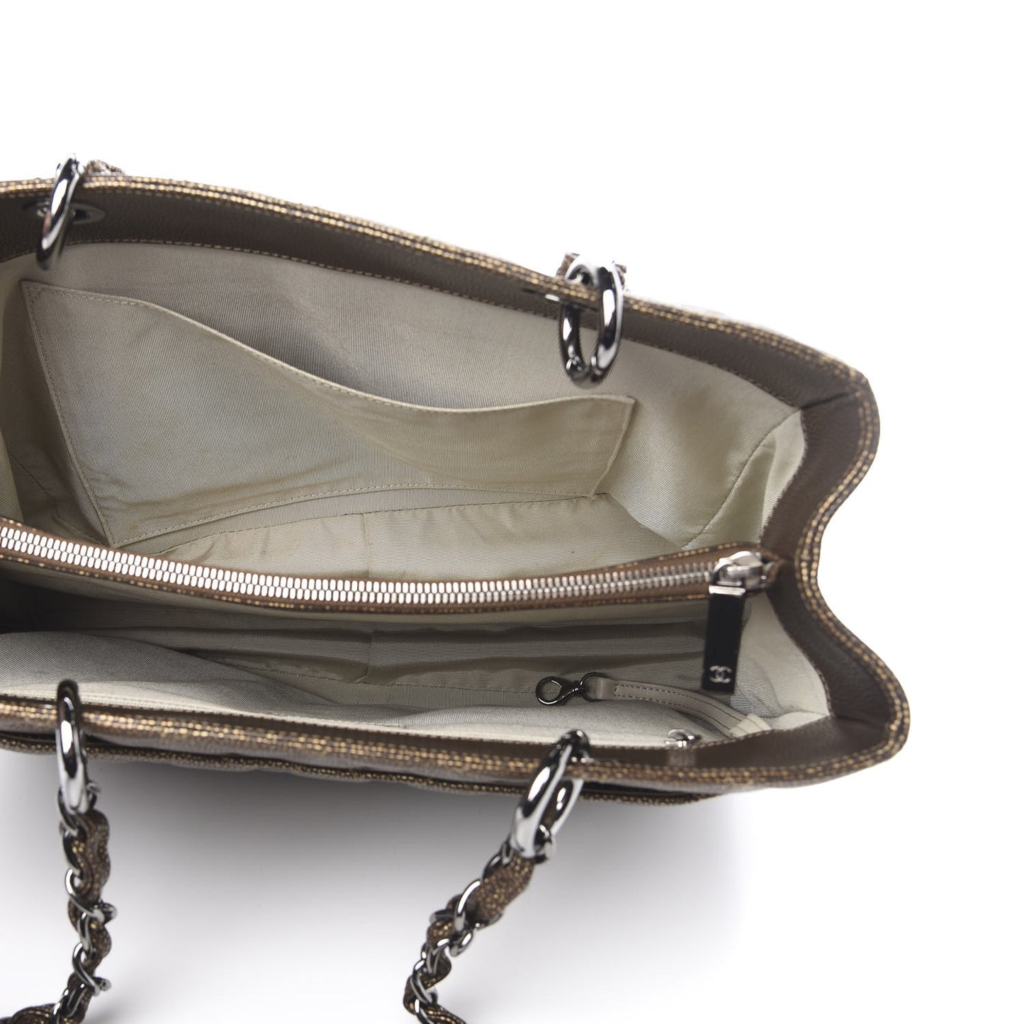 Metallic Caviar Quilted Grand Shopping Tote GST Bronze