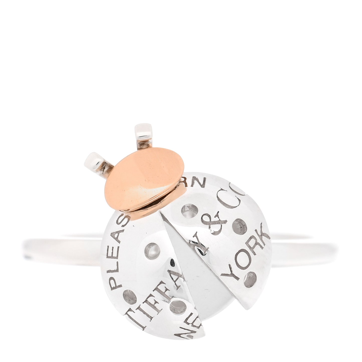 Sterling Silver 18K Rose Gold Return to Tiffany Love Bugs Ladybug Ring 52 6
