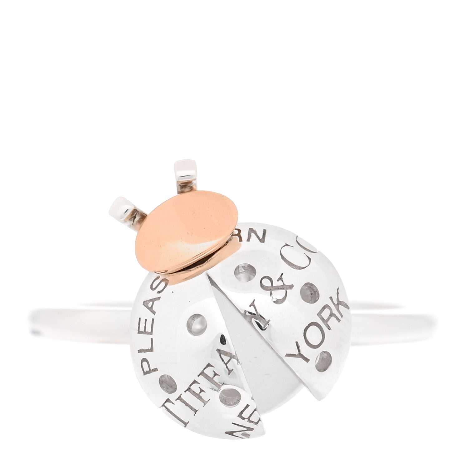 Tiffany Sterling Silver 18K Rose Gold Return to Tiffany Love Bugs Ladybug Ring 52 6 1 of 4