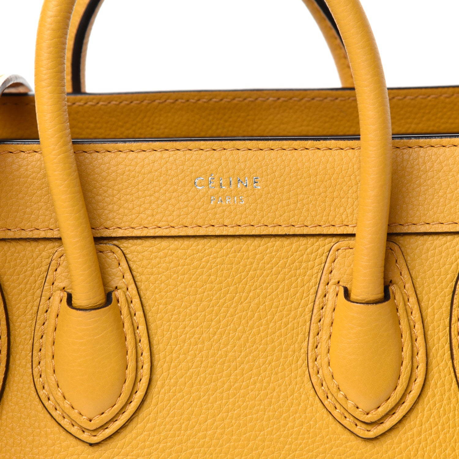 Celine Drummed Calfskin Nano Luggage Ocre 9 of 9