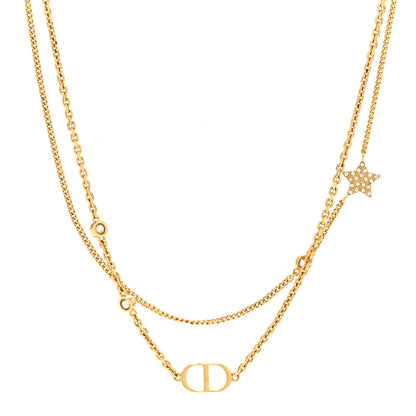 Christian Dior Metal Crystal Petit CD Double Necklace Gold 4 of 6