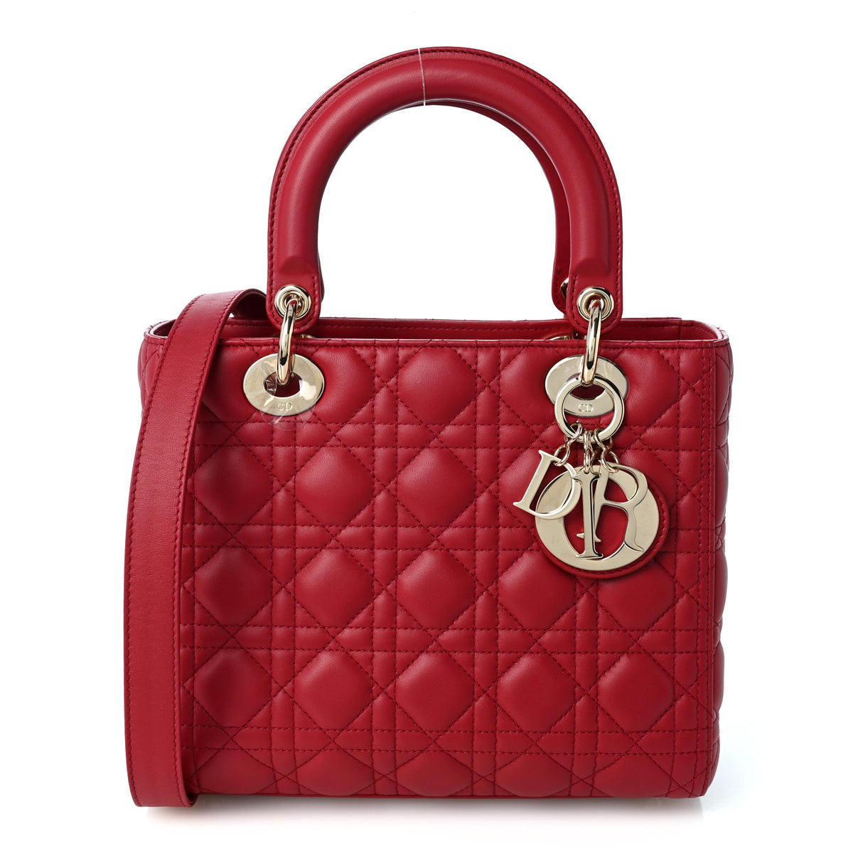 Lambskin Cannage Medium Lady Dior Red