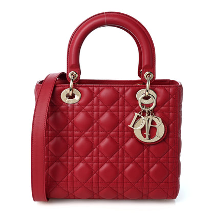 Christian Dior Lambskin Cannage Medium Lady Dior Red 1 of 10