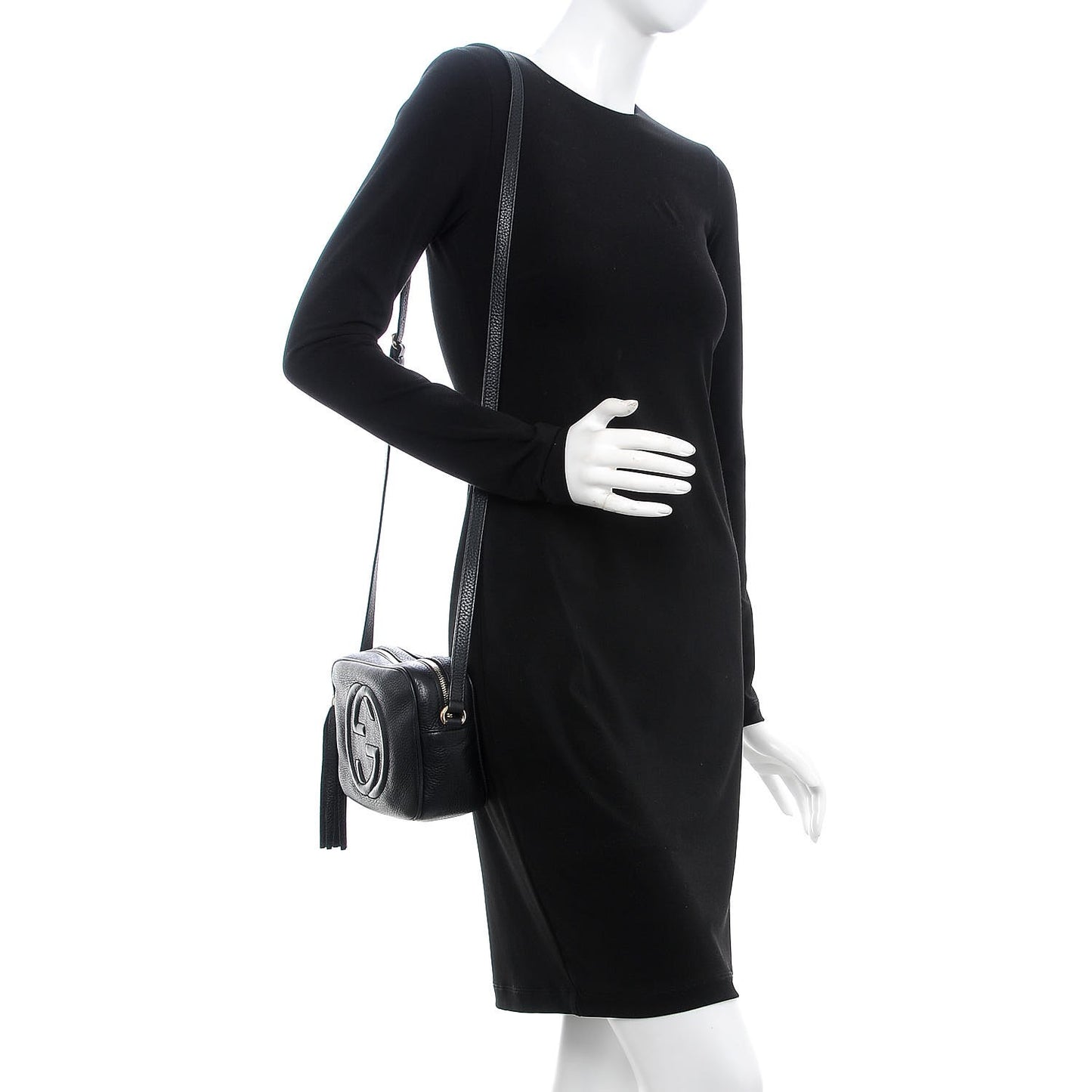 Pebbled Calfskin Small Soho Disco Bag Black