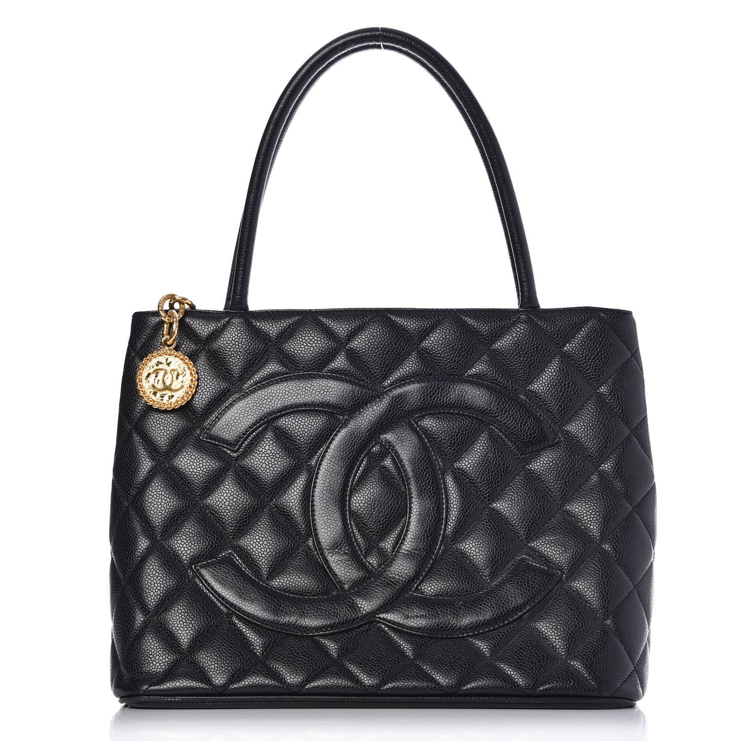 Caviar Quilted Medallion Tote Black