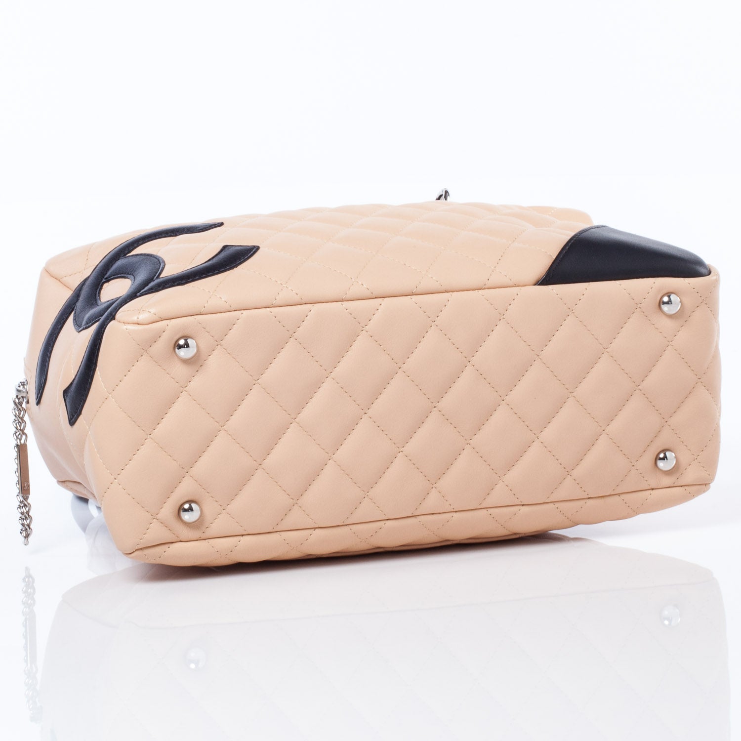 Chanel Calfskin Quilted Large Cambon Bowler Beige Black 5 of 11