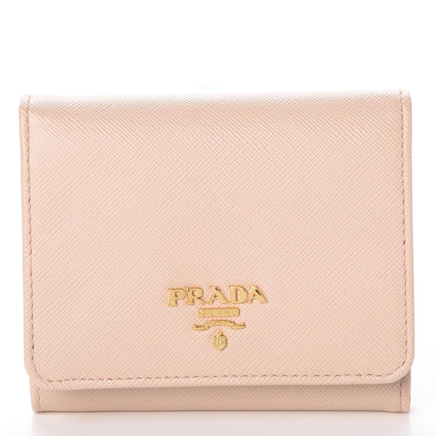 Prada Saffiano Metal Tri-Fold Compact Wallet Cipria 1 of 7