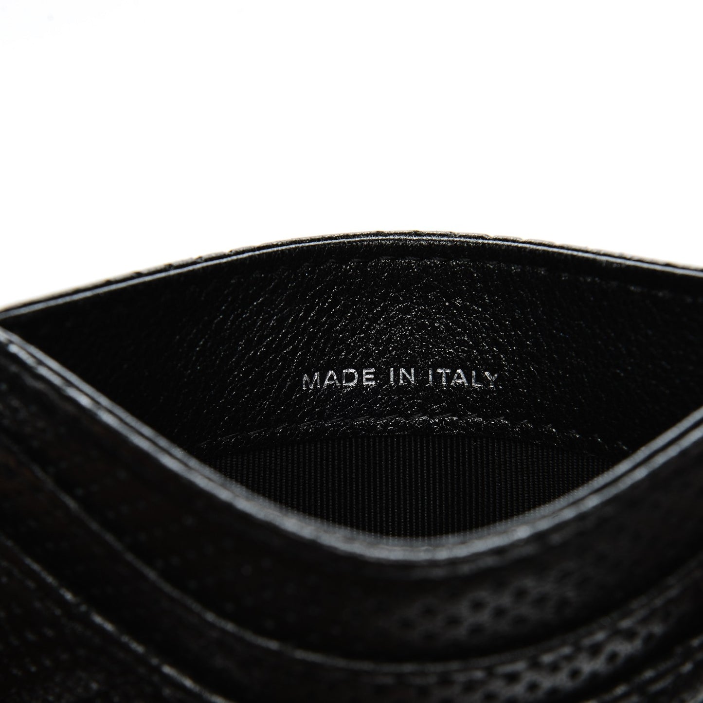 Perforated Lambskin Quilted Card Holder Black