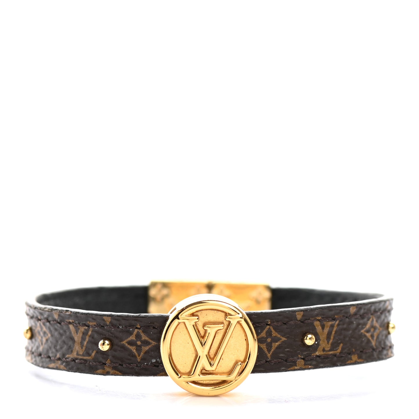 Monogram LV Circle Reversible Bracelet 17 Black
