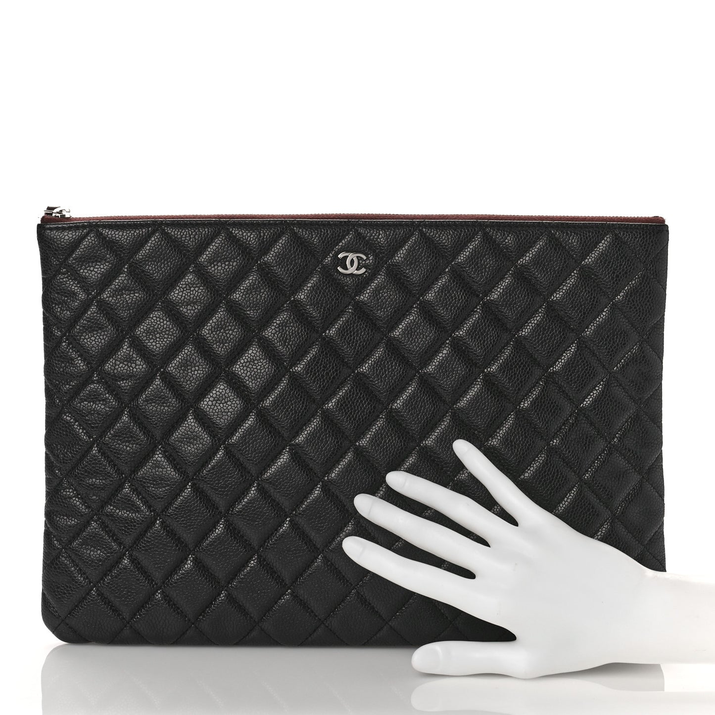 Caviar Quilted Large Cosmetic Case Black
