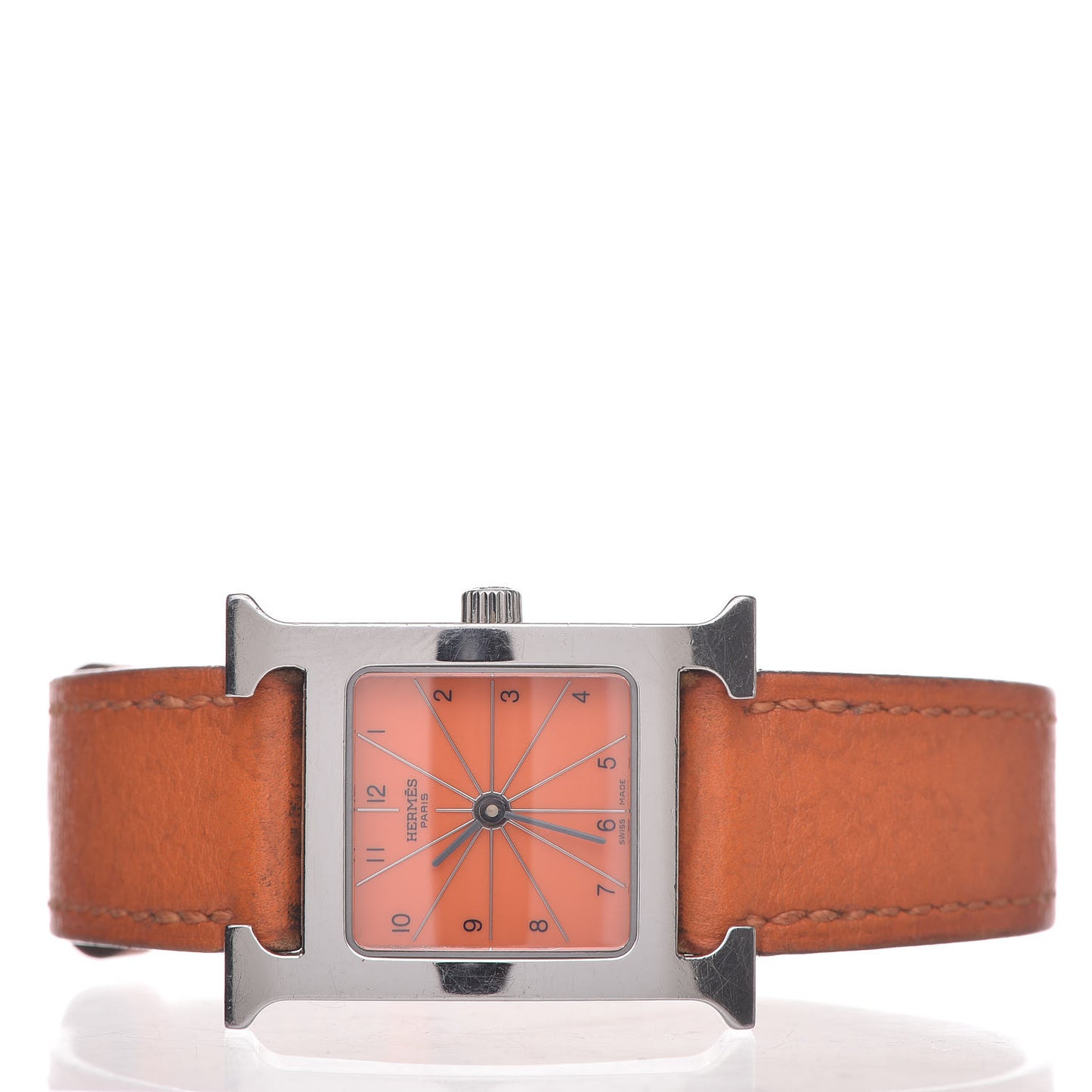Stainless Steel Swift 21mm Heure H Hour Quartz Watch Orange