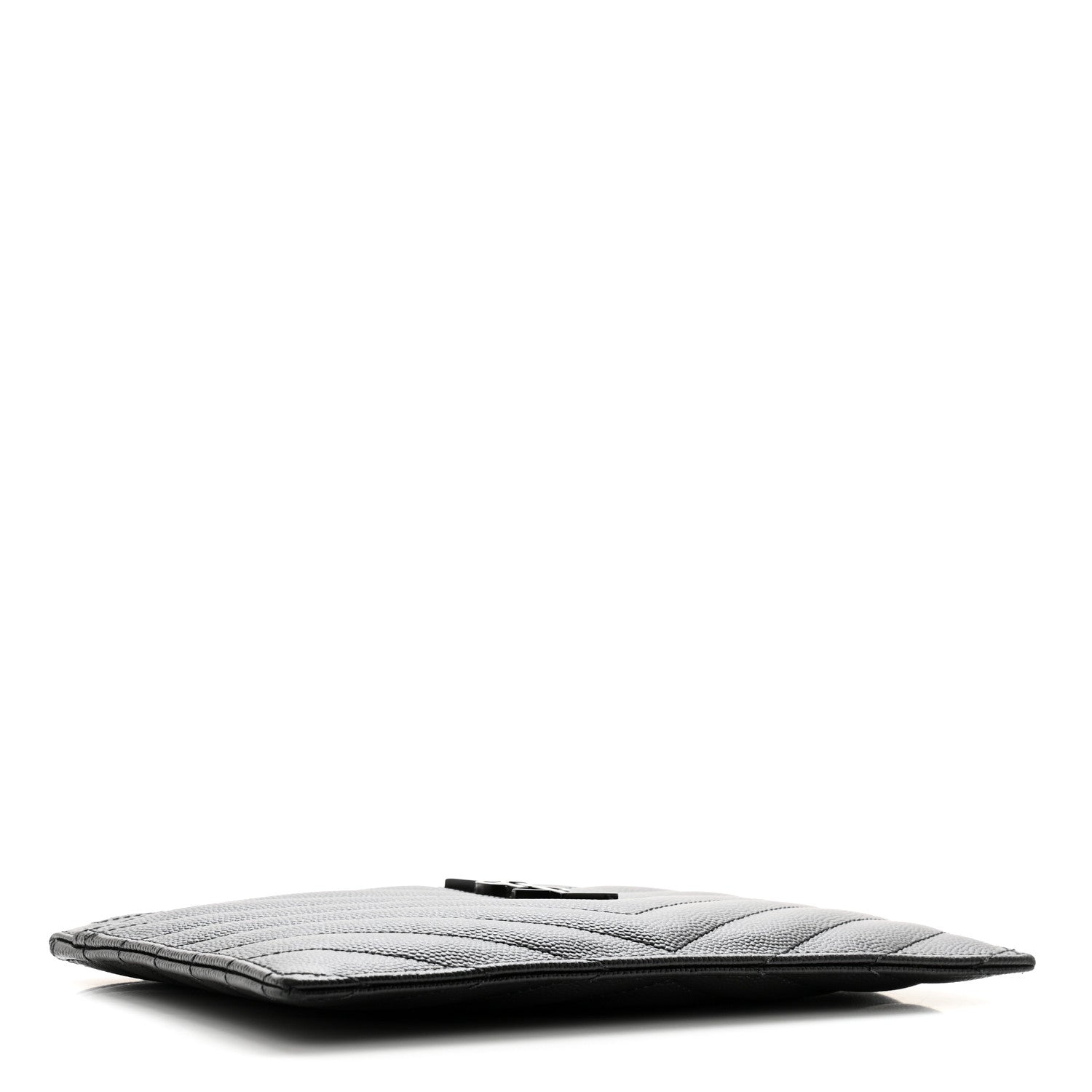 Saint Laurent Grain De Poudre Chevron Monogram Monochrome Bill Pouch Black 4 of 9