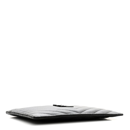 Saint Laurent Grain De Poudre Chevron Monogram Monochrome Bill Pouch Black 4 of 9