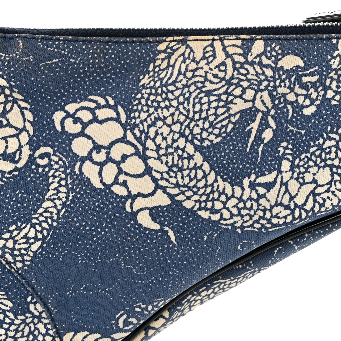 Canvas Dragon Print Mini Saddle Pochette Blue