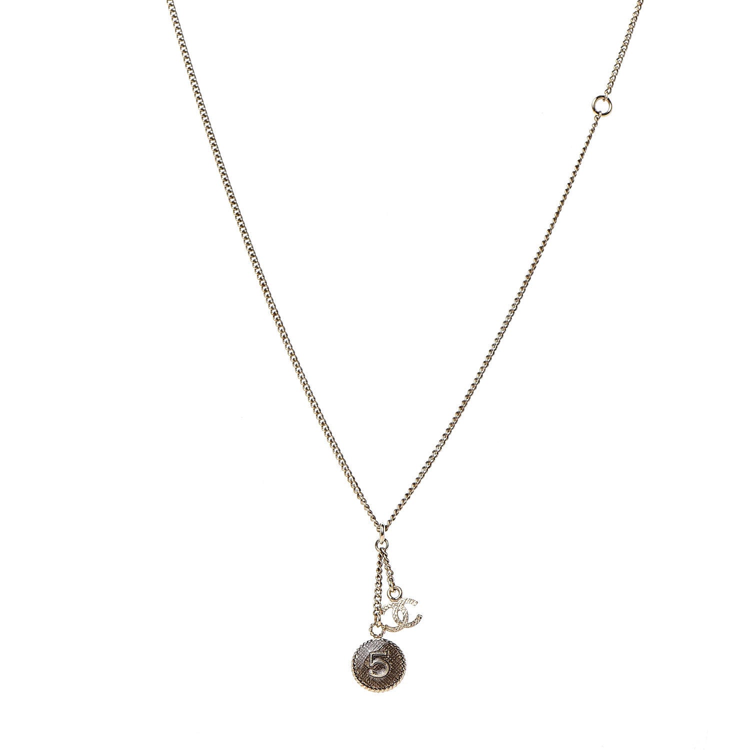 Chanel No 5 CC Necklace Gold 1 of 4