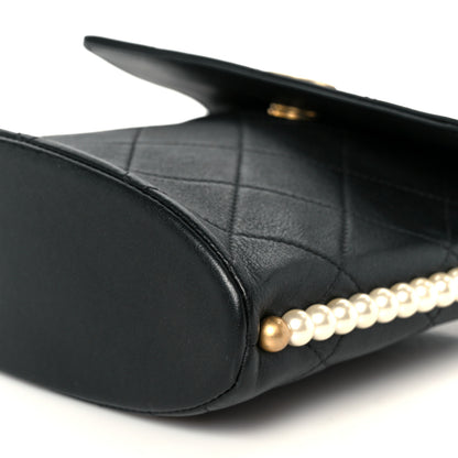 Chanel Calfskin Quilted Pearl Small About Pearls Hobo Bag Black 10 of 10