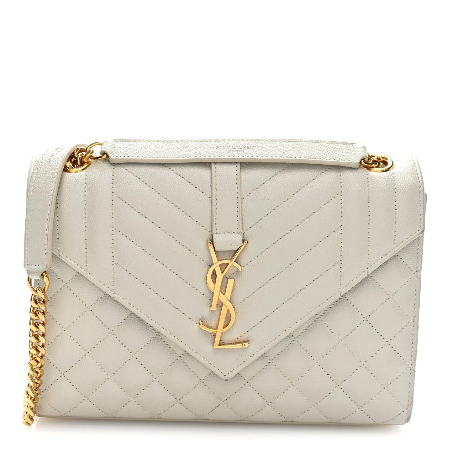 Grain De Poudre Textured Mixed Matelasse Medium Triquilt Monogram Satchel Crema Soft
