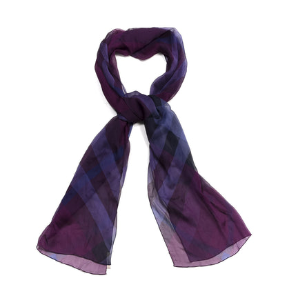 Burberry Silk Giant Check Scarf Purple 1 of 3
