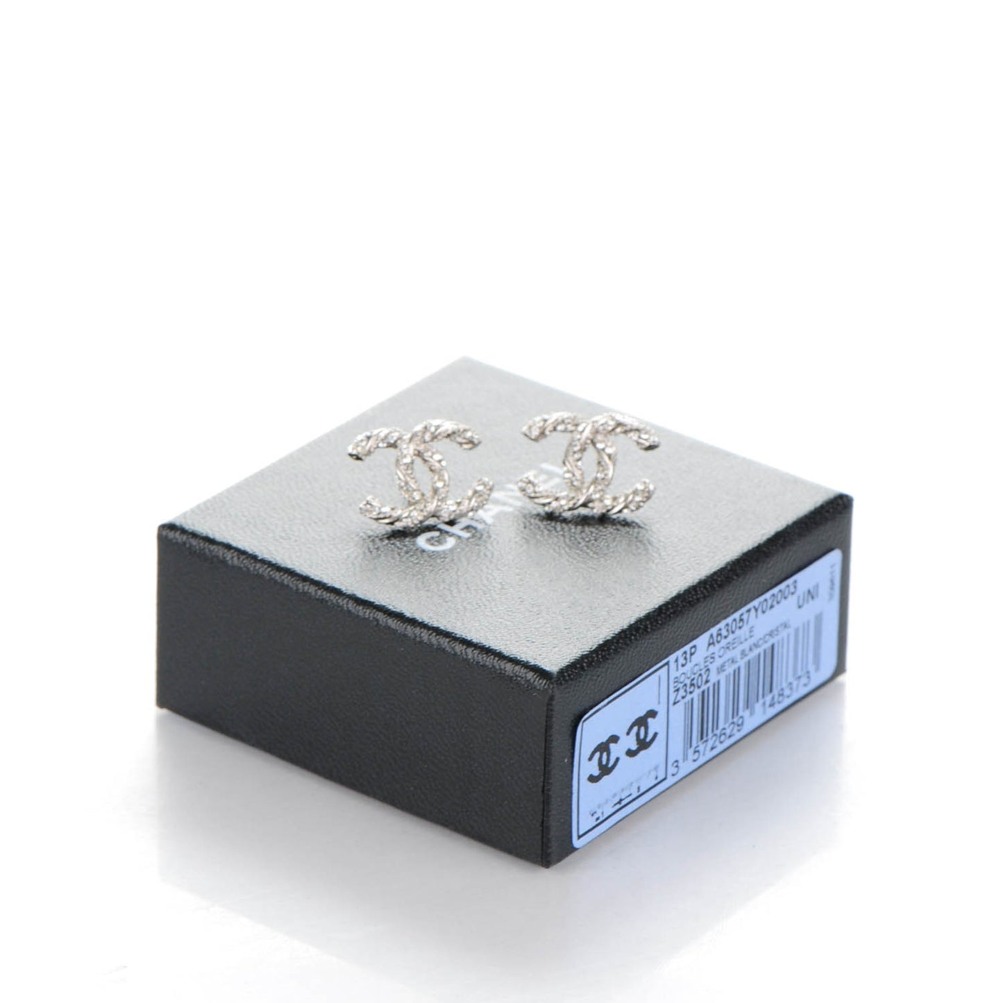 Crystal CC Twisted Earrings Silver