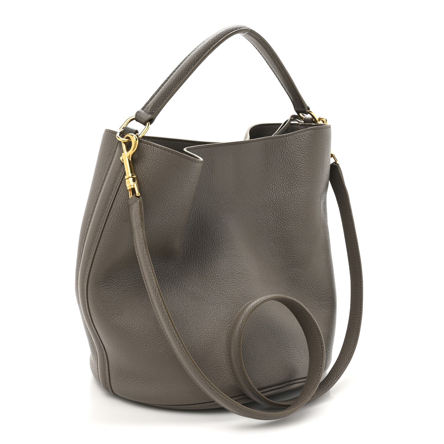 Supple Grained Calfskin Bucket 16 Bag Pebble