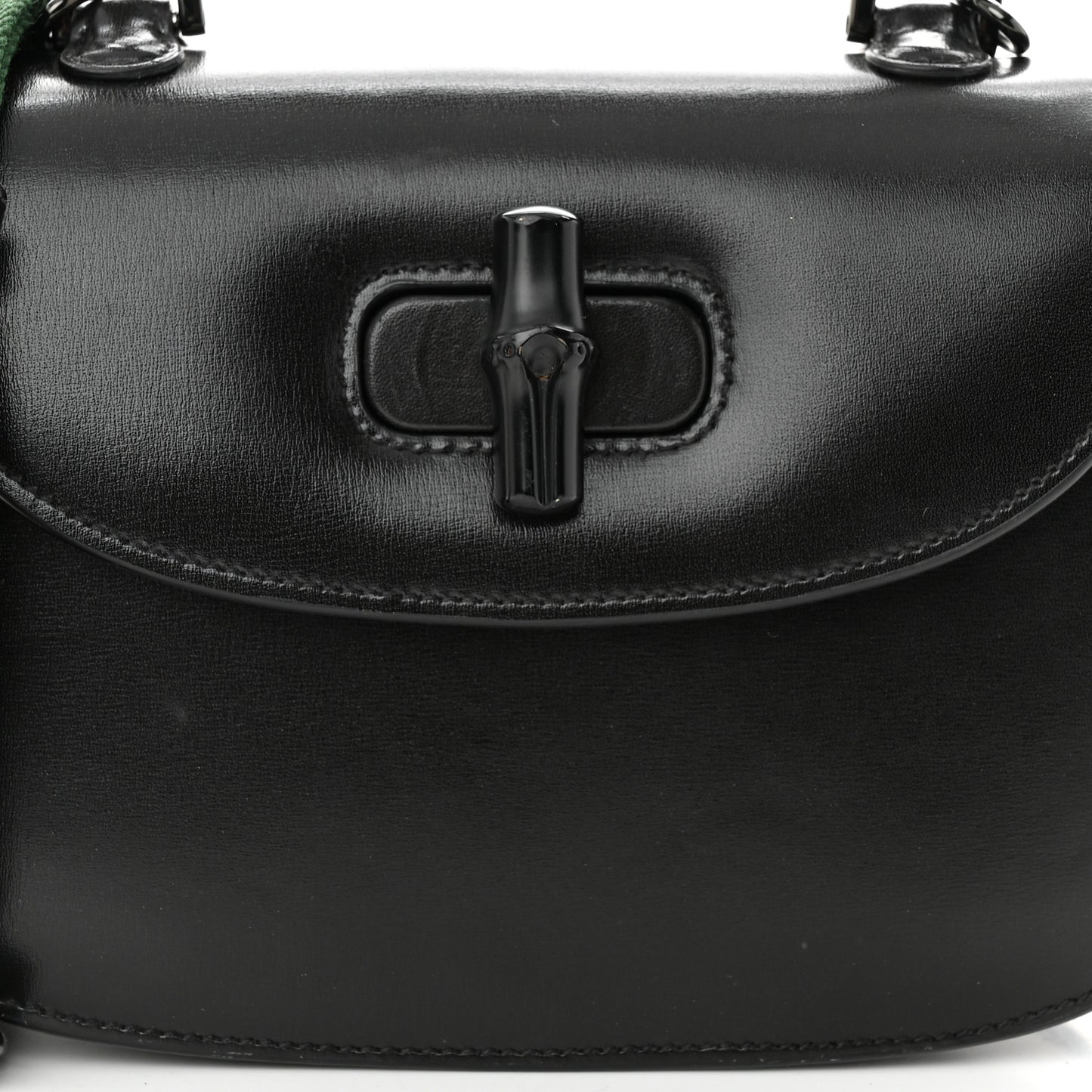 Boarded Dyana Lux Calfskin Web Monochrome Small Bamboo 1947 Top Handle Bag Black