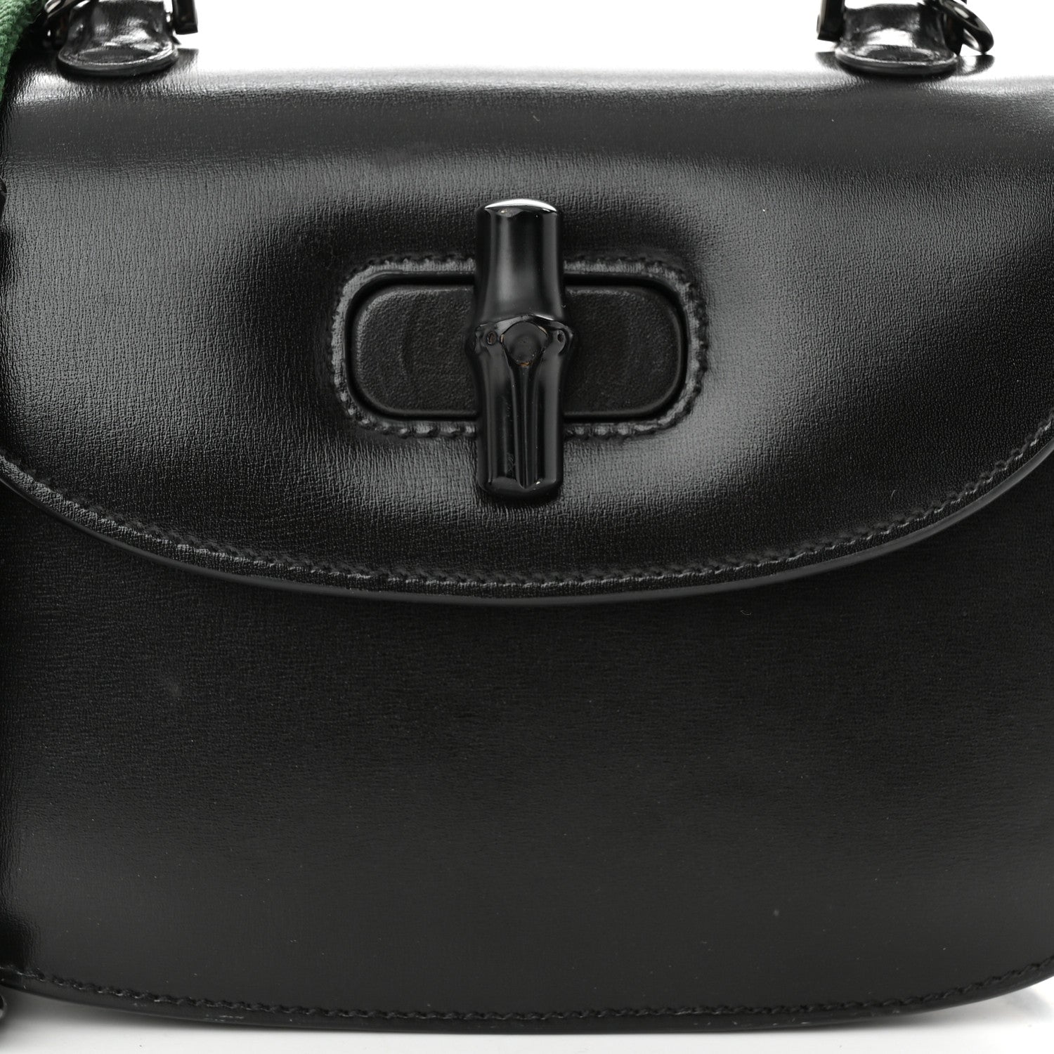 Gucci Boarded Dyana Lux Calfskin Web Monochrome Small Bamboo 1947 Top Handle Bag Black 9 of 12