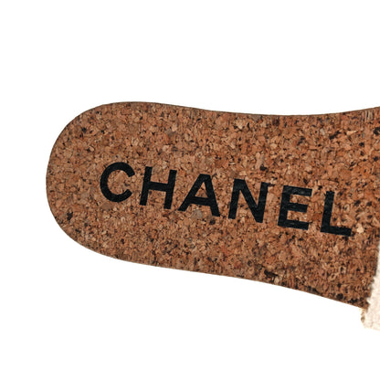 Chanel Tweed Cork CC Mule Sandal 36 White 5 of 10