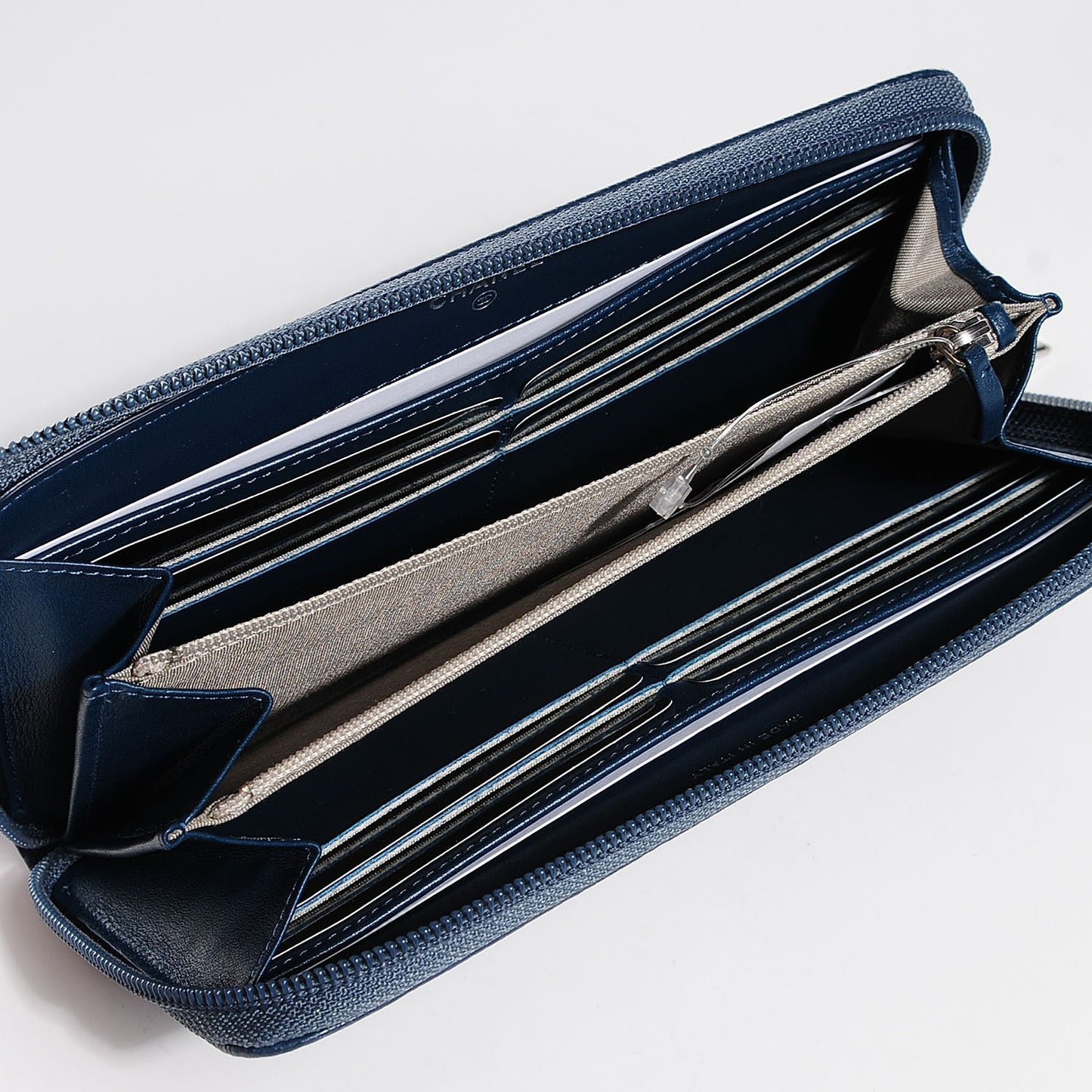 Caviar CC Timeless Large Zip Around Wallet Dark Blue