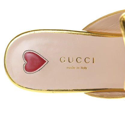 Gucci Metallic Nappa Crystal Womens Princetown Slippers 38 Gold 9 of 12
