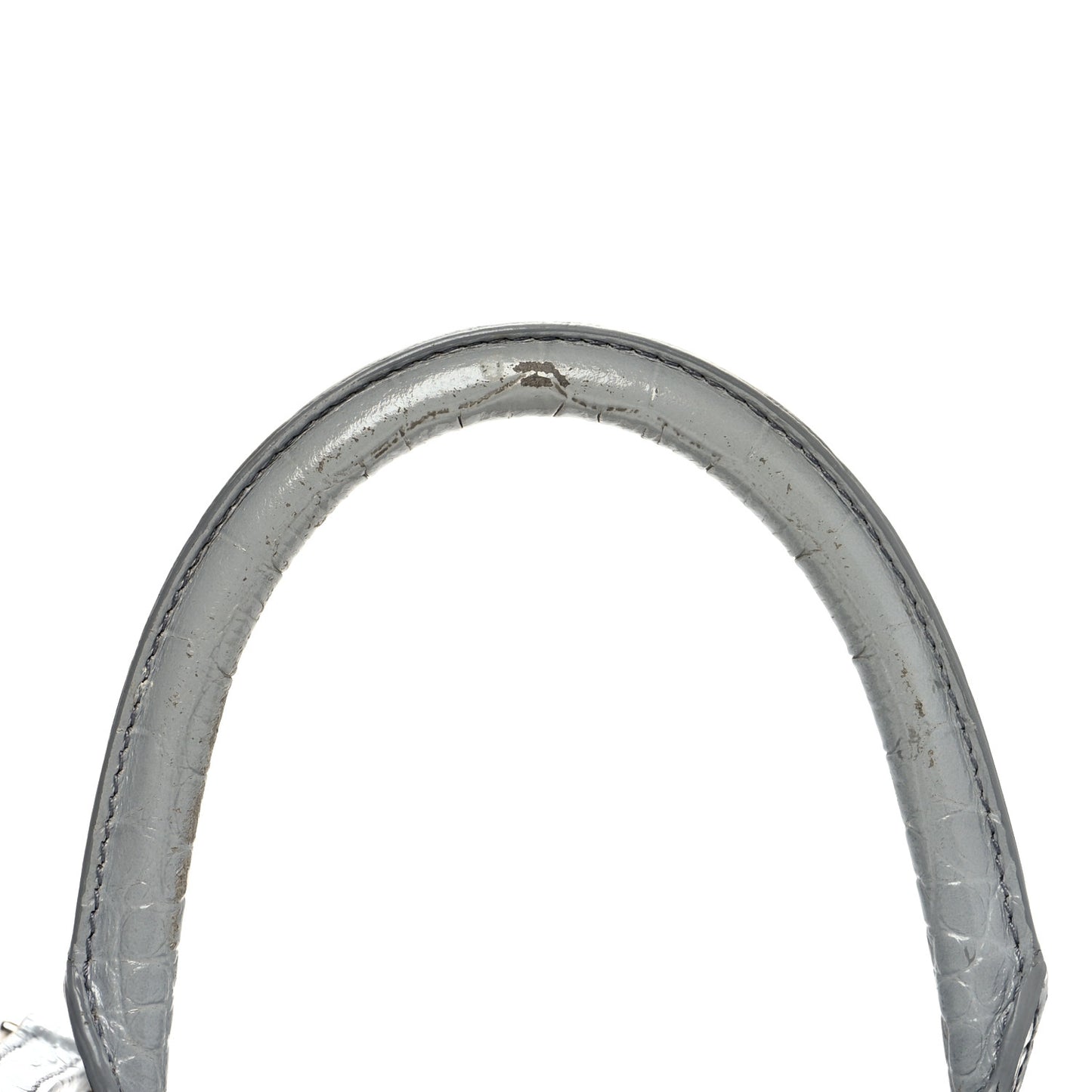 Shiny Calfskin Crocodile Embossed Small Hourglass Top Handle Bag Balenciaga Grey