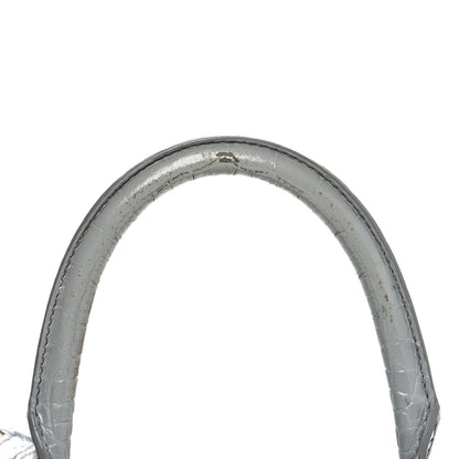 Balenciaga Shiny Calfskin Crocodile Embossed Small Hourglass Top Handle Bag Balenciaga Grey 12 of 13