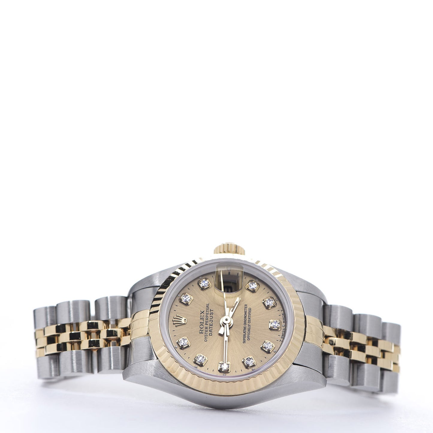 Stainless Steel 18K Yellow Gold Diamond 26mm Oyster Perpetual Datejust Watch Champagne 69173