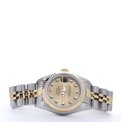Rolex Stainless Steel 18K Yellow Gold Diamond 26mm Oyster Perpetual Datejust Watch Champagne 69173 2 of 5