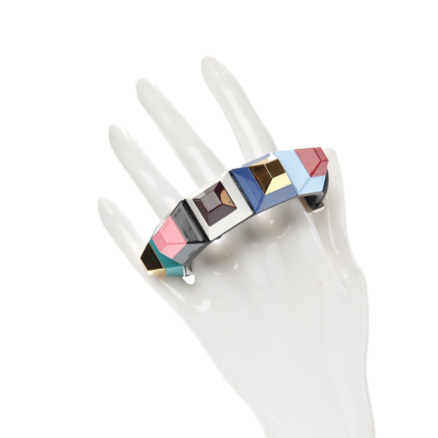 Calfskin Rainbow Studded Bracelet Multicolor